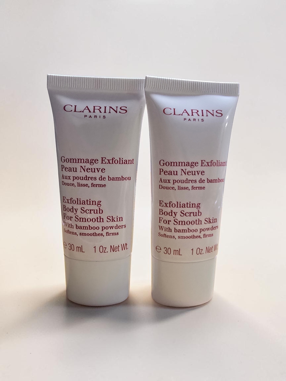 Clarins Exfoliating Body Scrub Travel Size Bundle of 2 | 1 oz Each | New